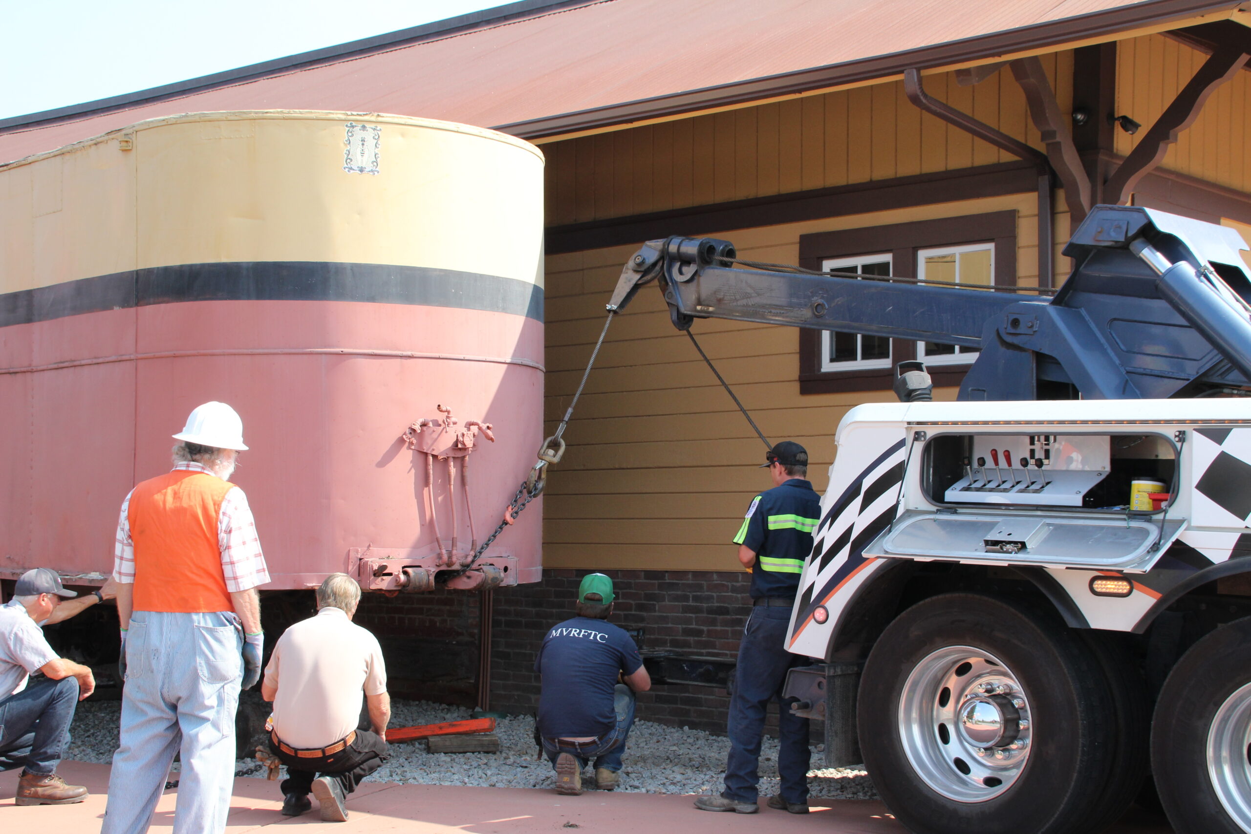 Trailer pushed into position