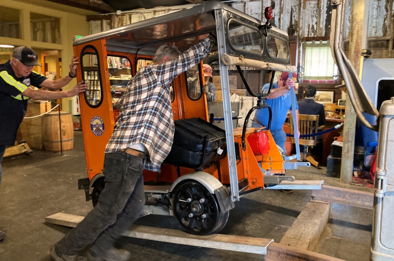 Moving Speeder onto  Museum display track